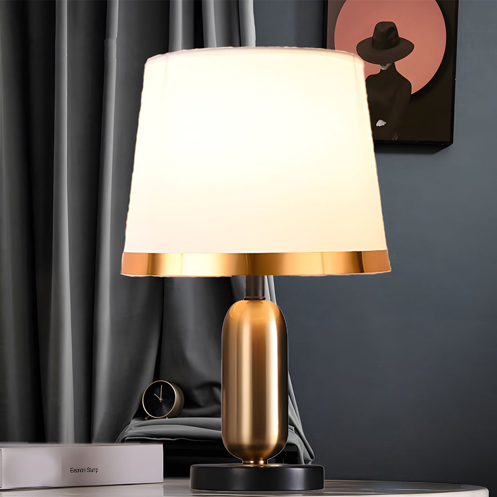 Vintage White/Black and Mid-Century Modern Brass Table Lamp | Kalsten