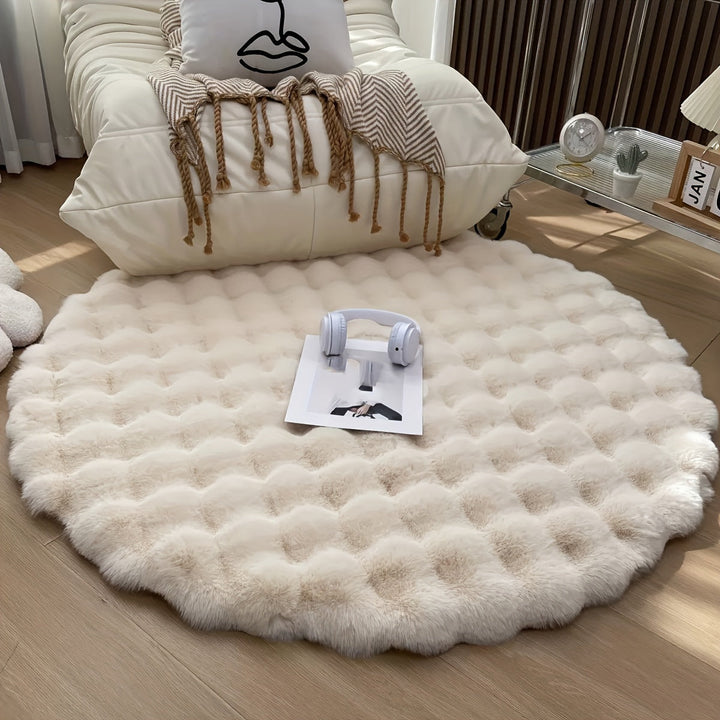 Round fluffy rug for stylish rooms – Soft rug for living room & bedroom | Kalsten