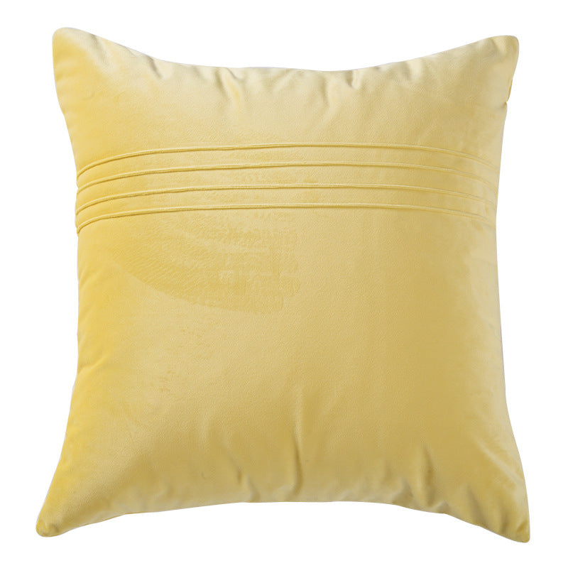 Rectangular velvet lumbar cushion cover with fine stitch and concealed zipper