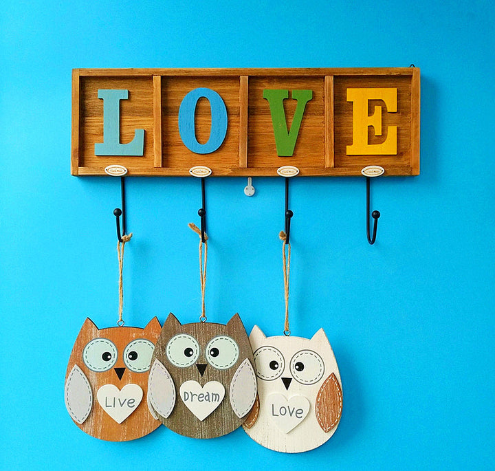 Atmospheric Owl Theme Wall Hook Organizer