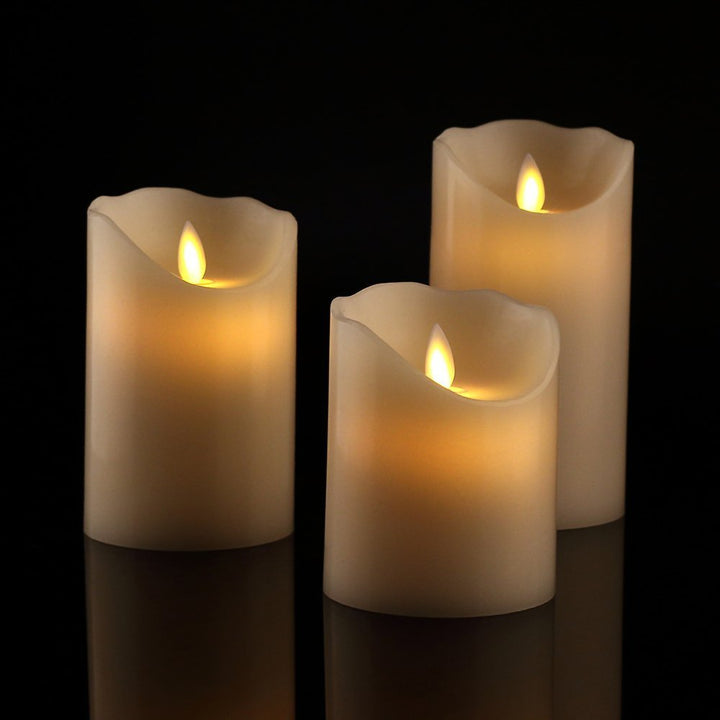 Realistic Flameless LED Pillar Candle Collection with Flickering Warm Glow and Dripping-Wax Edge Kalsten