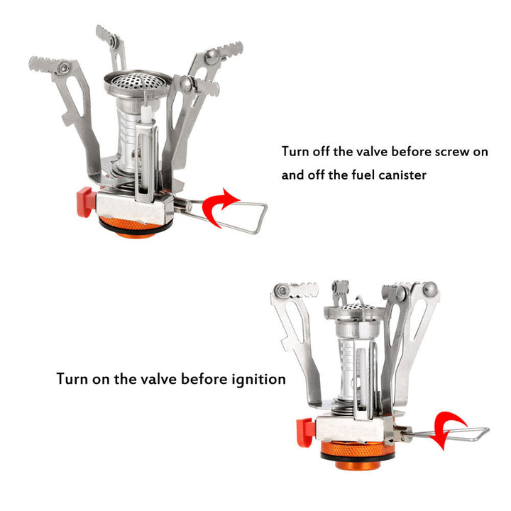 ultralight folding backpacking gas stove with windproof burner and protective case Kalsten