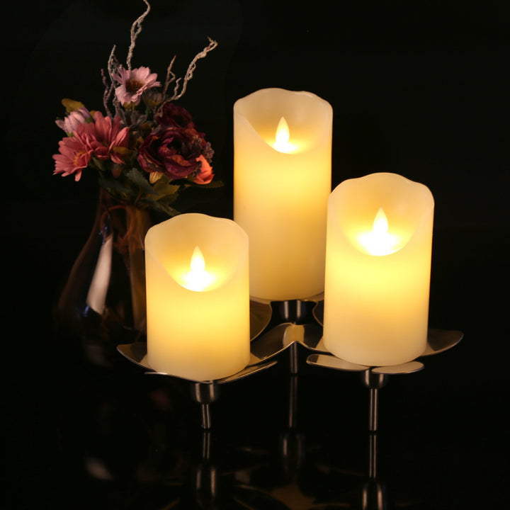 Realistic Flameless LED Pillar Candle Collection with Flickering Warm Glow and Dripping-Wax Edge Kalsten