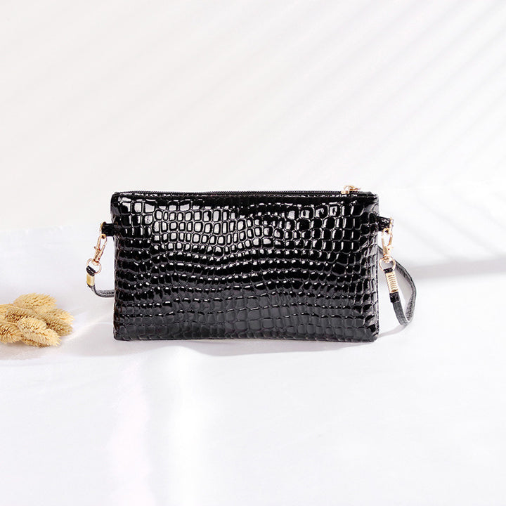 Crocodile Patterned Crossbody Clutch