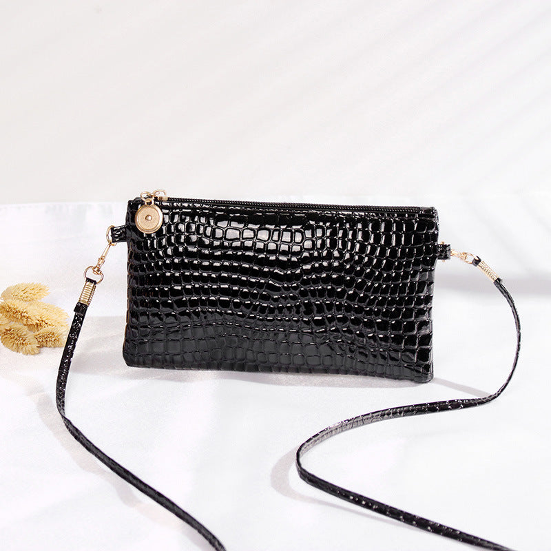 Crocodile Patterned Crossbody Clutch