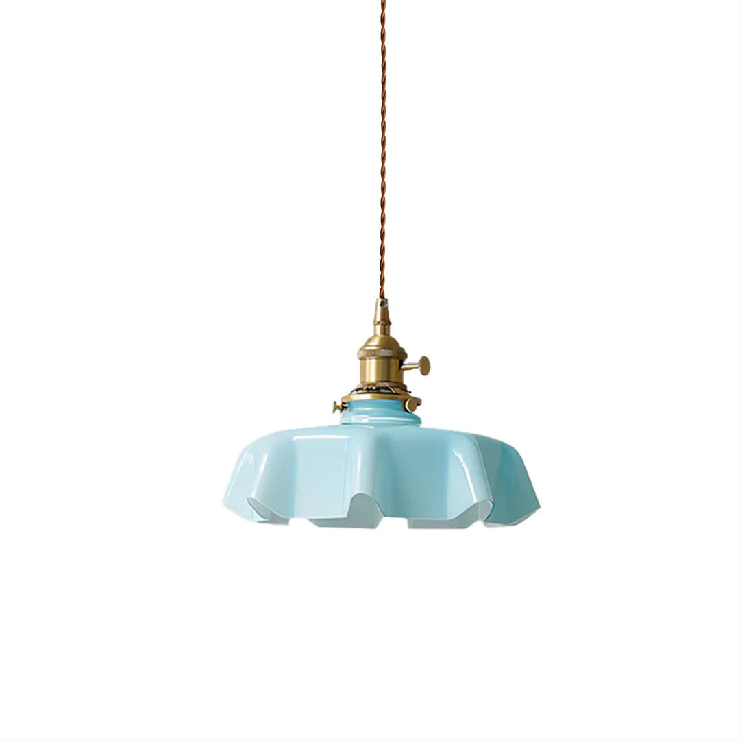 Ceramic Pendant Light 9.8 in x 5.1 in Adjustable Ceiling Indoor White Beige Pink Blue Vintage Lampshade | Kalsten