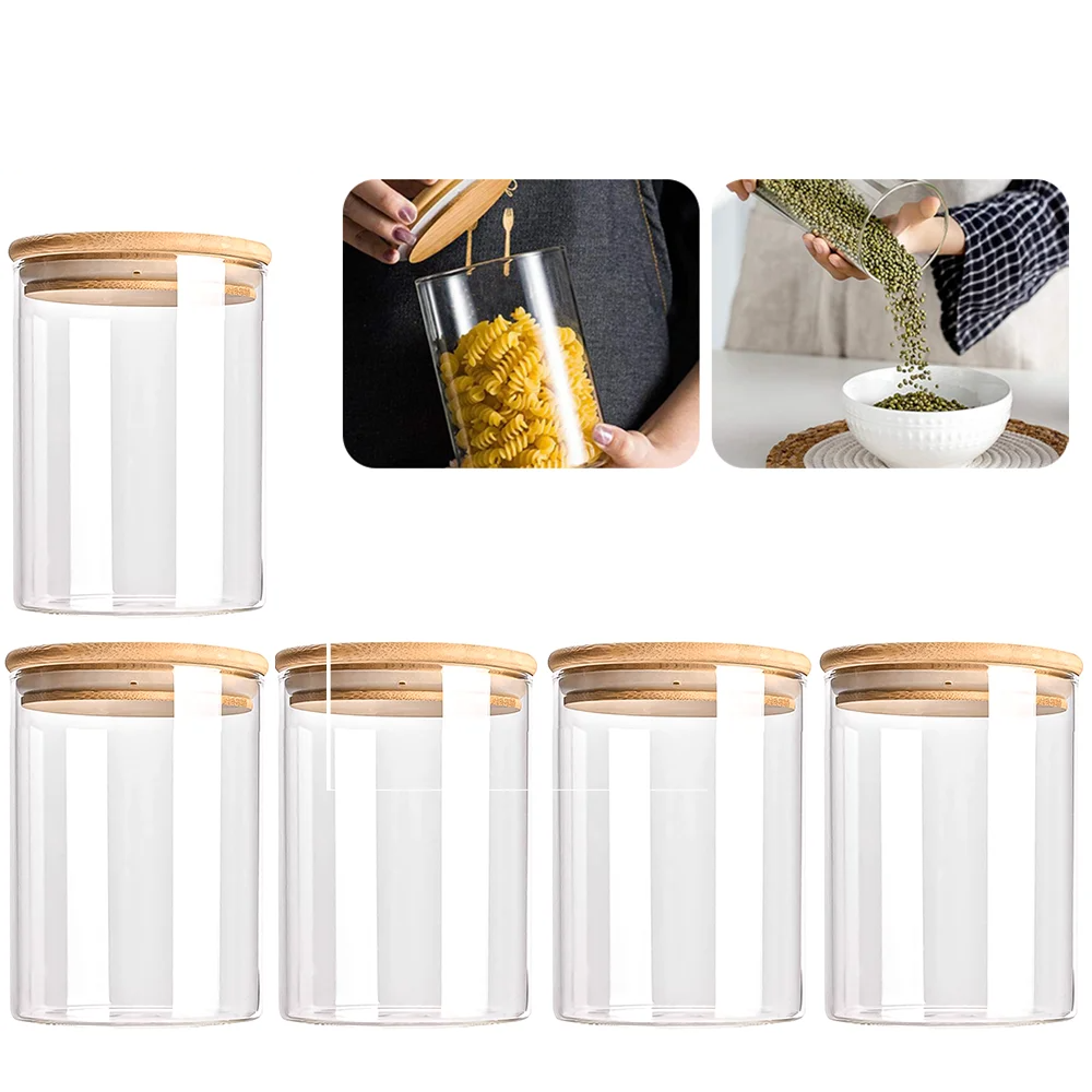 PureVorrat Glass Container Set – Storage Jars with Wooden Lid | Airtight & Stylish | Modern Kitchen Storage | Kalsten