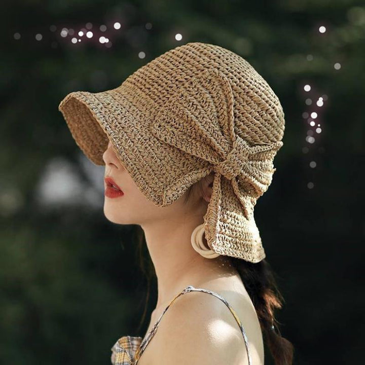 Kalsten | Retro Folding Straw Hat with Bow