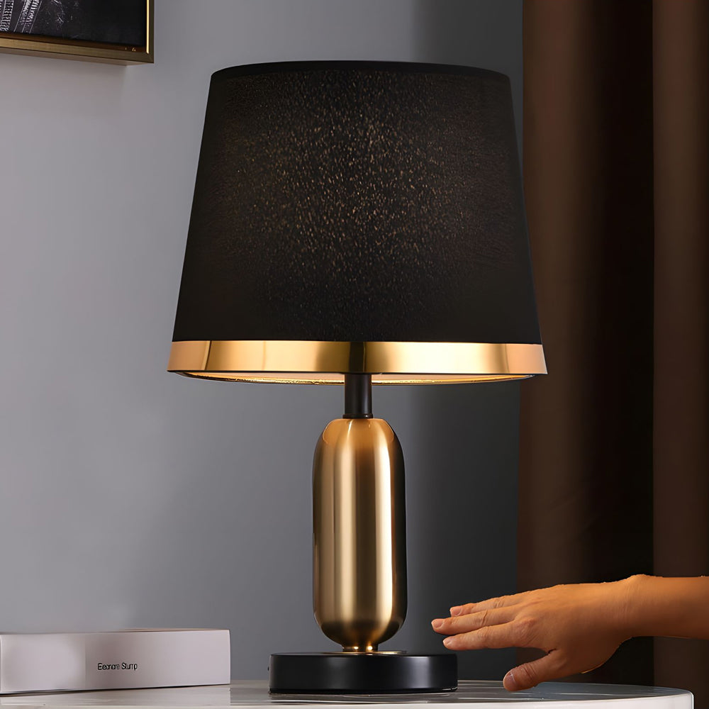 Vintage White/Black and Mid-Century Modern Brass Table Lamp | Kalsten