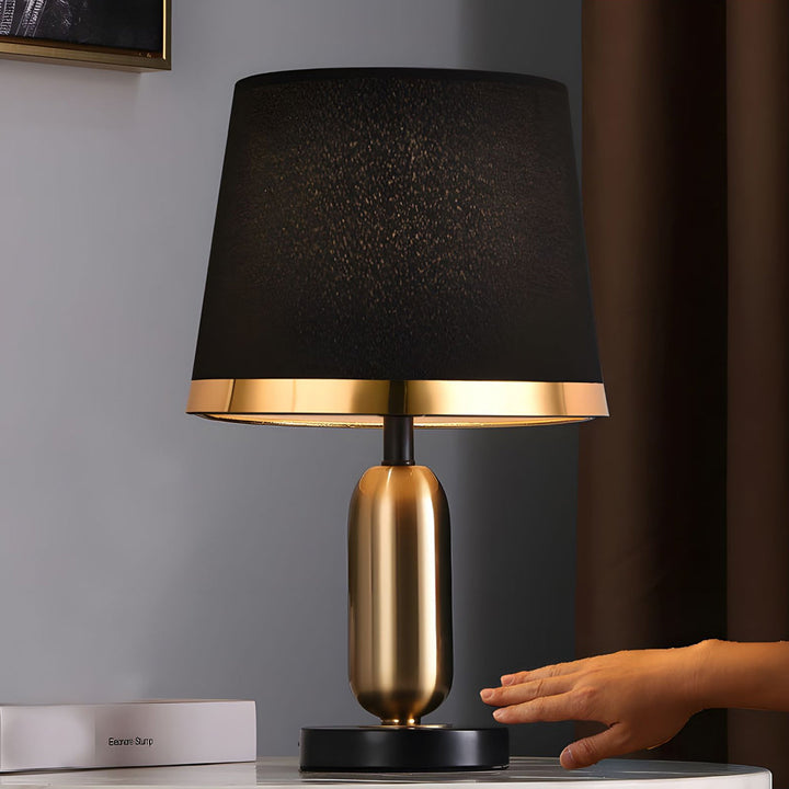 Vintage White/Black and Mid-Century Modern Brass Table Lamp | Kalsten