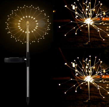 New Ground Plug Solar Fireworks Light LED Light String Copper Wire Outdoor Garden Decoration Star Lights Christmas Lights | Kalsten