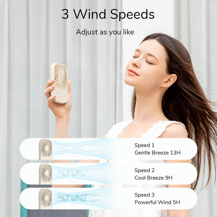 Mini Handheld USB Rechargeable Fan with 3 Speeds, Portable Lash Fan & Desk Stand | Kalsten