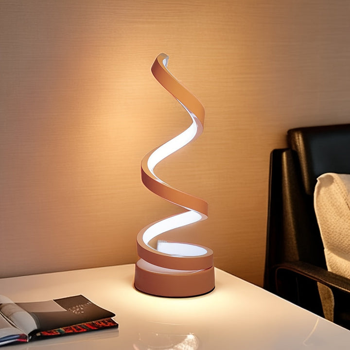 Modern Spiral Table Lamp – Creative LED Desk Lamp with Gentle Warm Light, Perfect for Bedroom, Living Room, and Study Decor | Kalsten