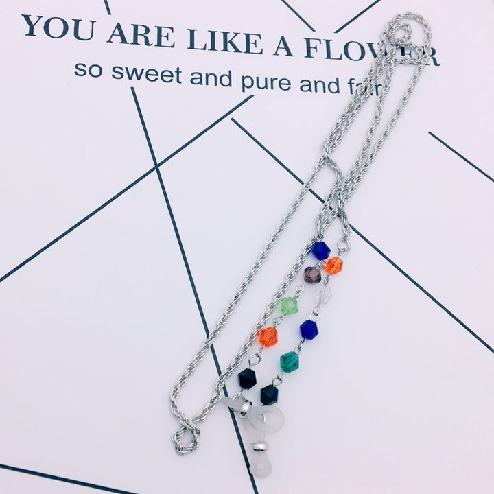 Filigree jewelry necklace with colorful crystals Kalsten