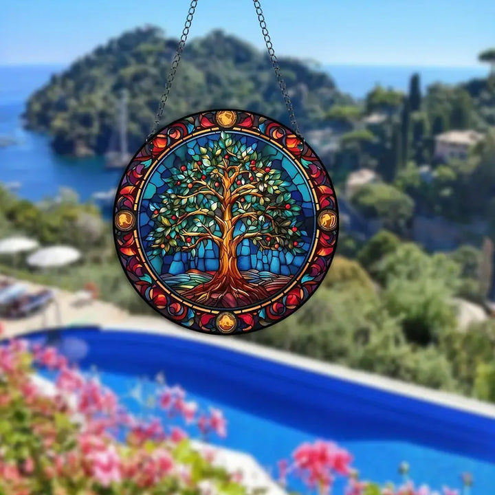 Kalsten | Stained Glass Tree Wall Art Hanging Panel