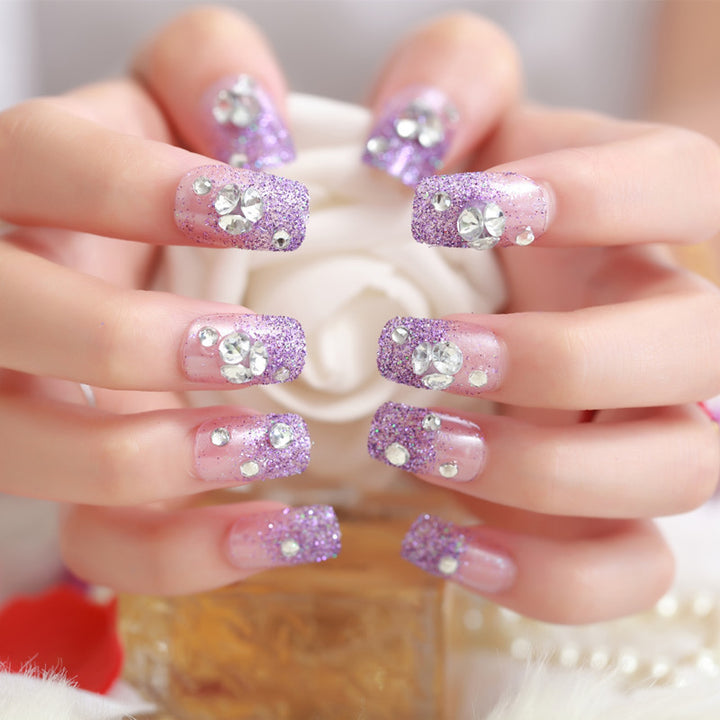 Glamorous Rhinestone-Studded Press-On Nails