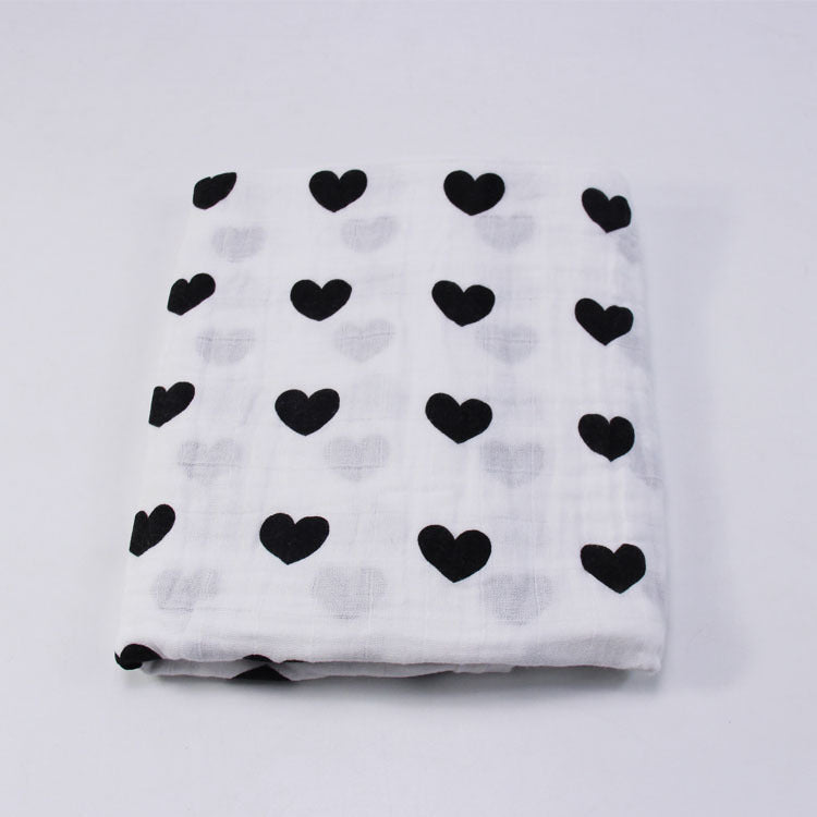 Cotton Muslin Baby Blanket with Heart Pattern kalsten