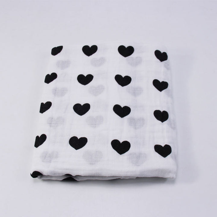 Cotton Muslin Baby Blanket with Heart Pattern kalsten