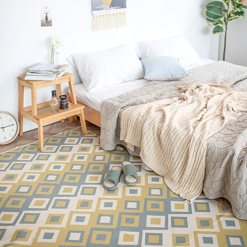 Flat-woven rectangular rug for living and entrance areas with quatrefoil pattern Kalsten