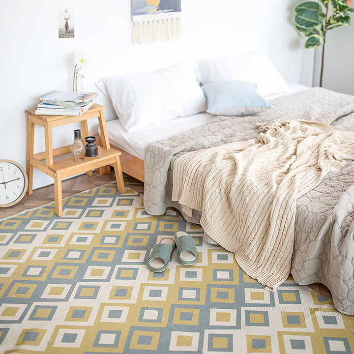 Flat-woven rectangular rug for living and entrance areas with quatrefoil pattern Kalsten
