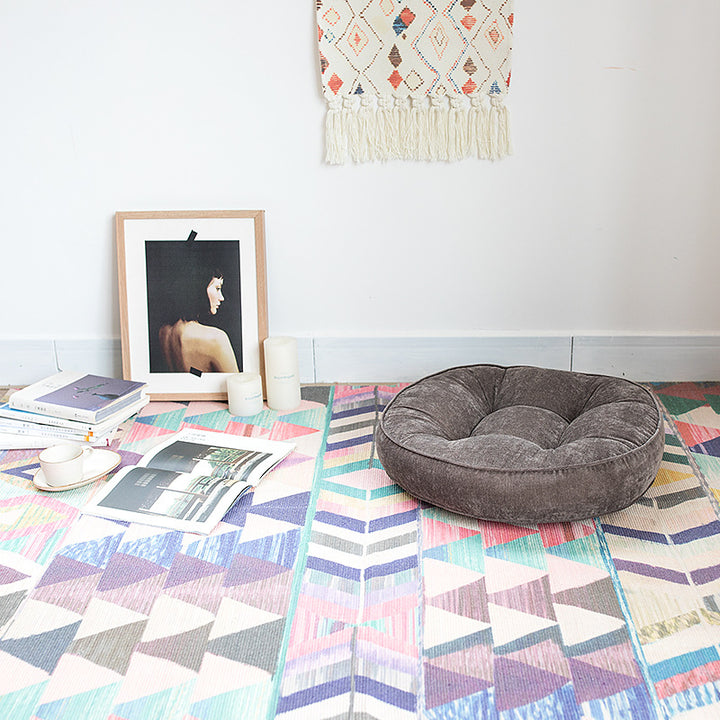 Flat-woven rectangular rug for living and entrance areas with quatrefoil pattern Kalsten