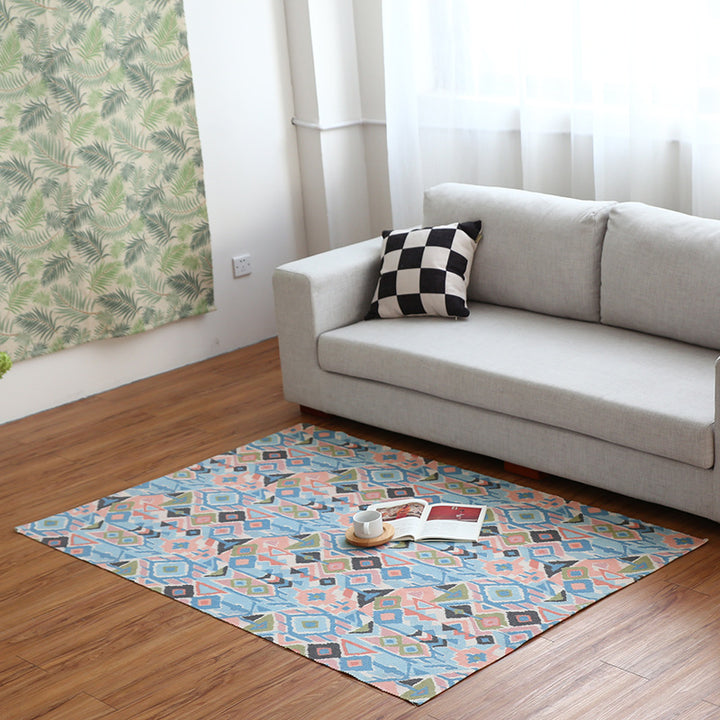 Flat-woven living room rug with fine ethnic diamond pattern and low pile Kalsten
