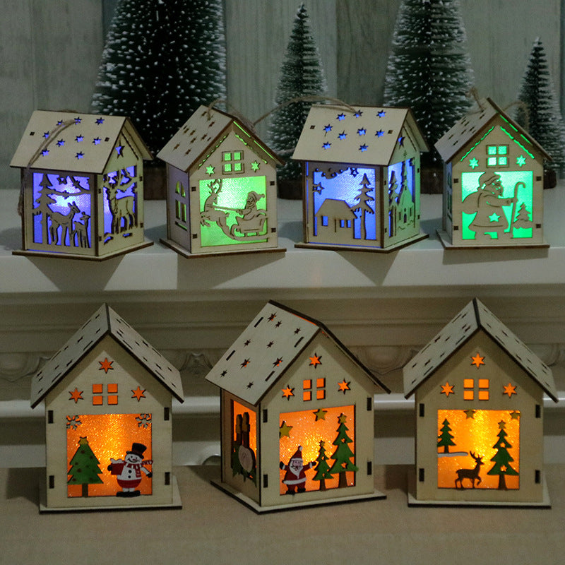 Decorative Wooden Santa House Ornament Kalsten
