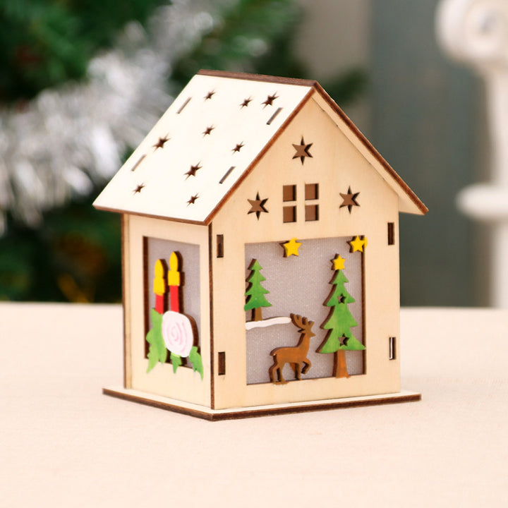 Decorative Wooden Santa House Ornament Kalsten