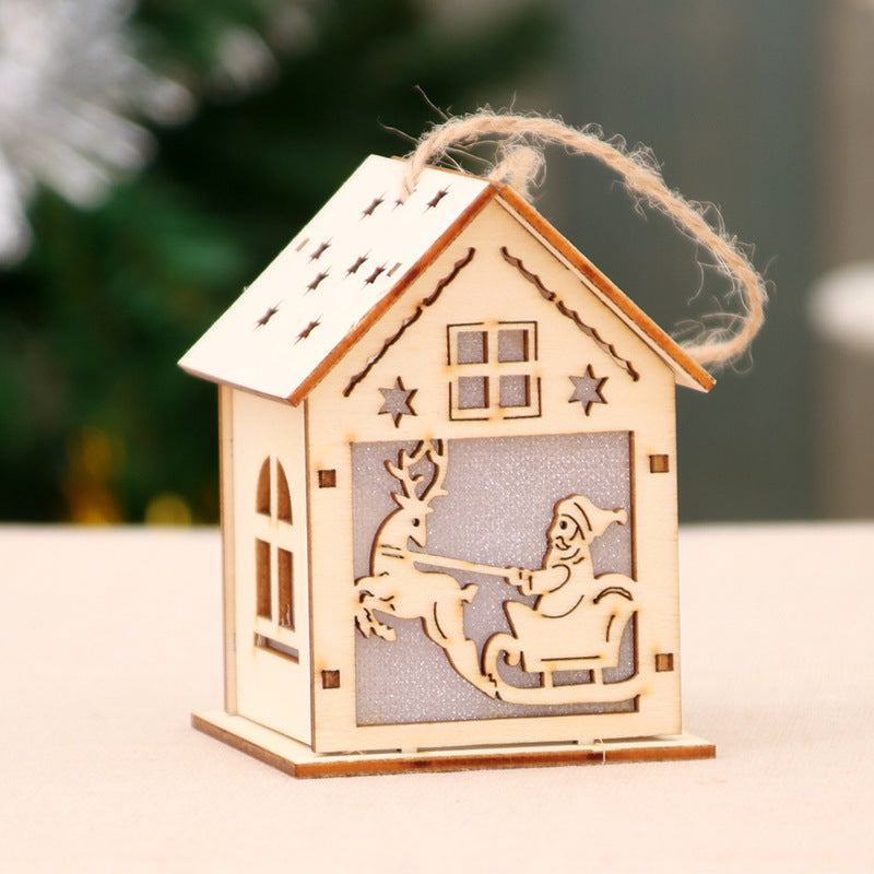 Decorative Wooden Santa House Ornament Kalsten
