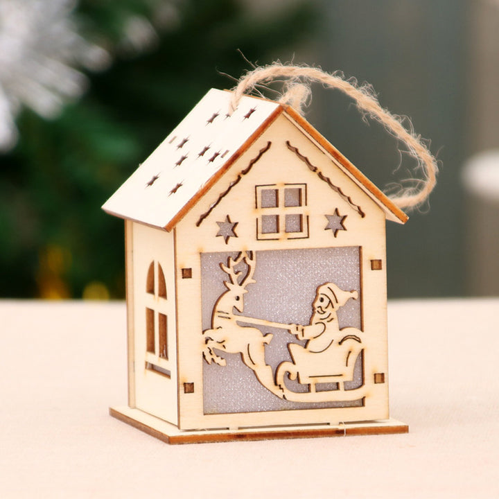 Decorative Wooden Santa House Ornament Kalsten