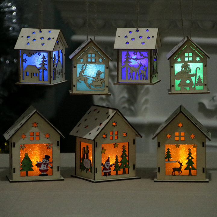 Decorative Wooden Santa House Ornament Kalsten