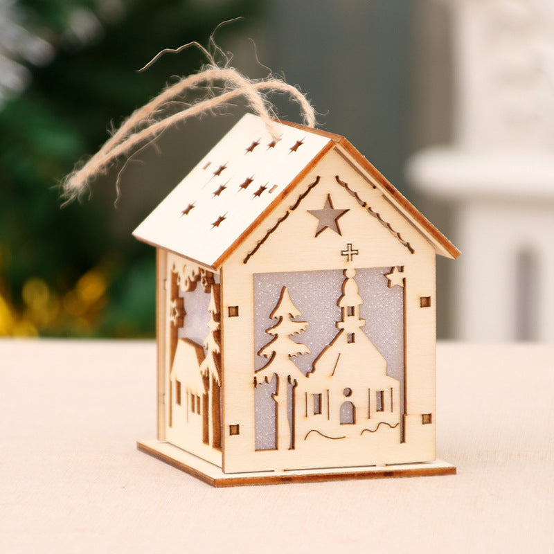 Decorative Wooden Santa House Ornament Kalsten