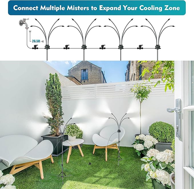 Kalsten | Standing misting system - adjustable height outdoor patio mister for cooling decks, porches, and backyards