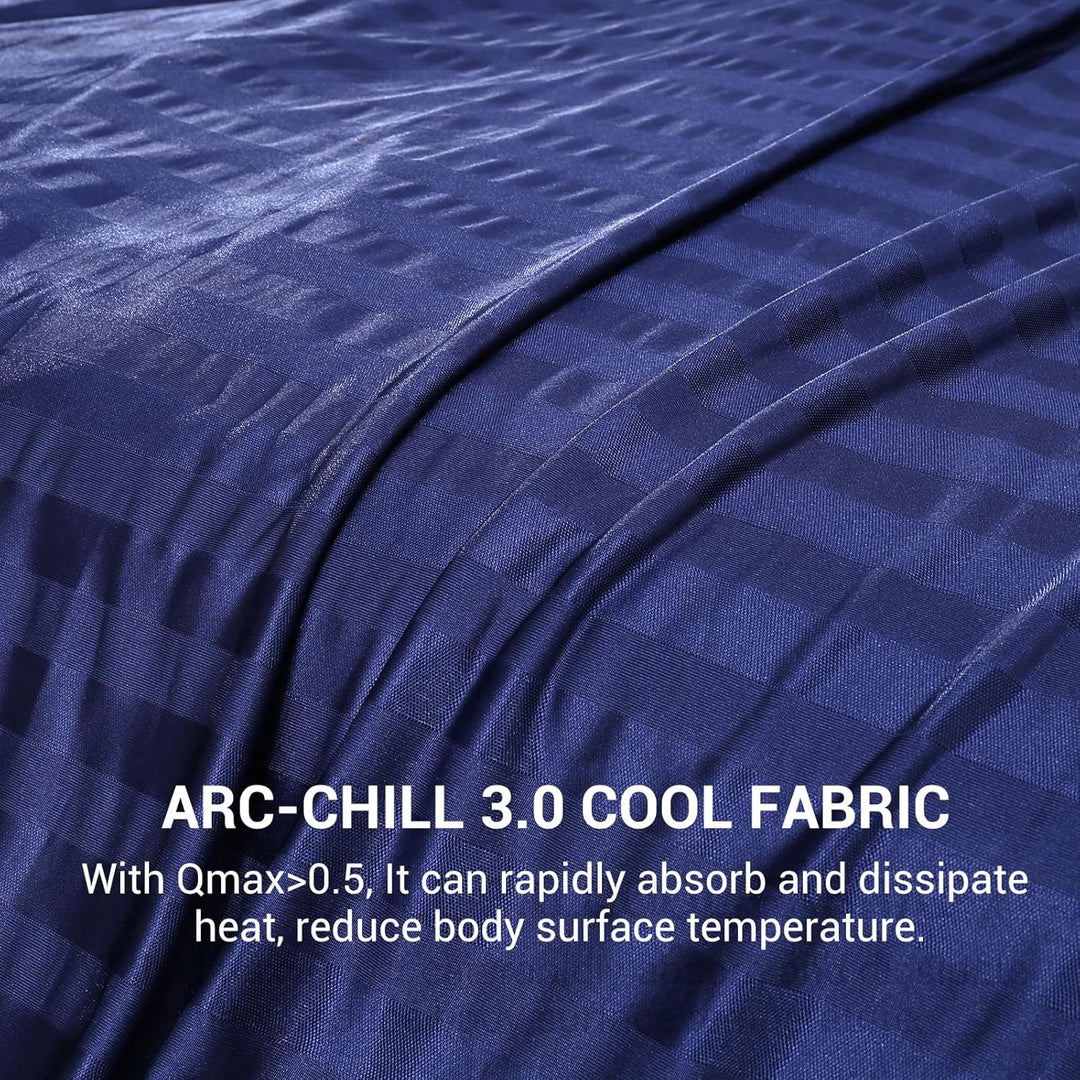Cooling Blanket – Q-Max > 0.5, Striped & Breathable for Hot Sleepers of Navy Blue | Kalsten