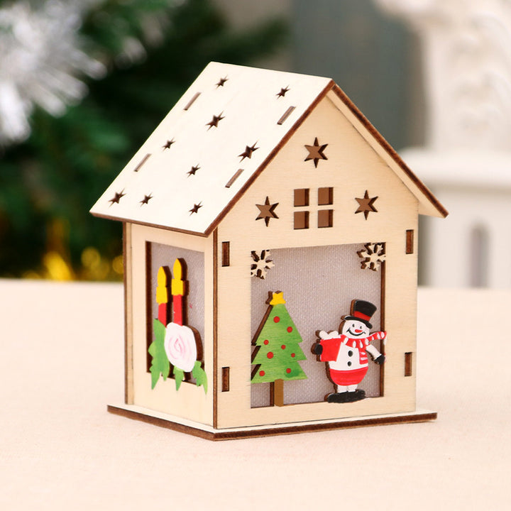 Decorative Wooden Santa House Ornament Kalsten