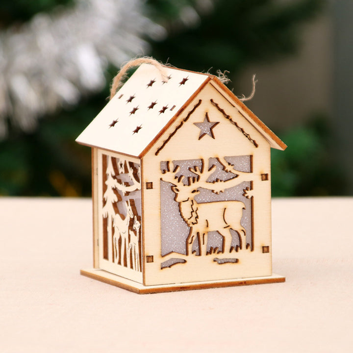 Decorative Wooden Santa House Ornament Kalsten