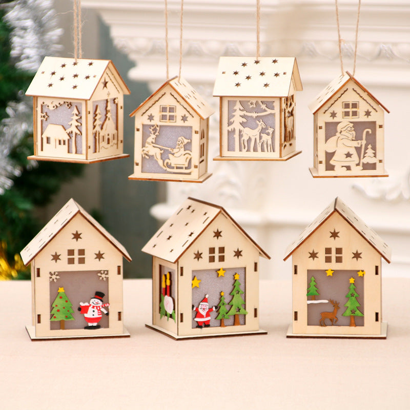 Decorative Wooden Santa House Ornament Kalsten