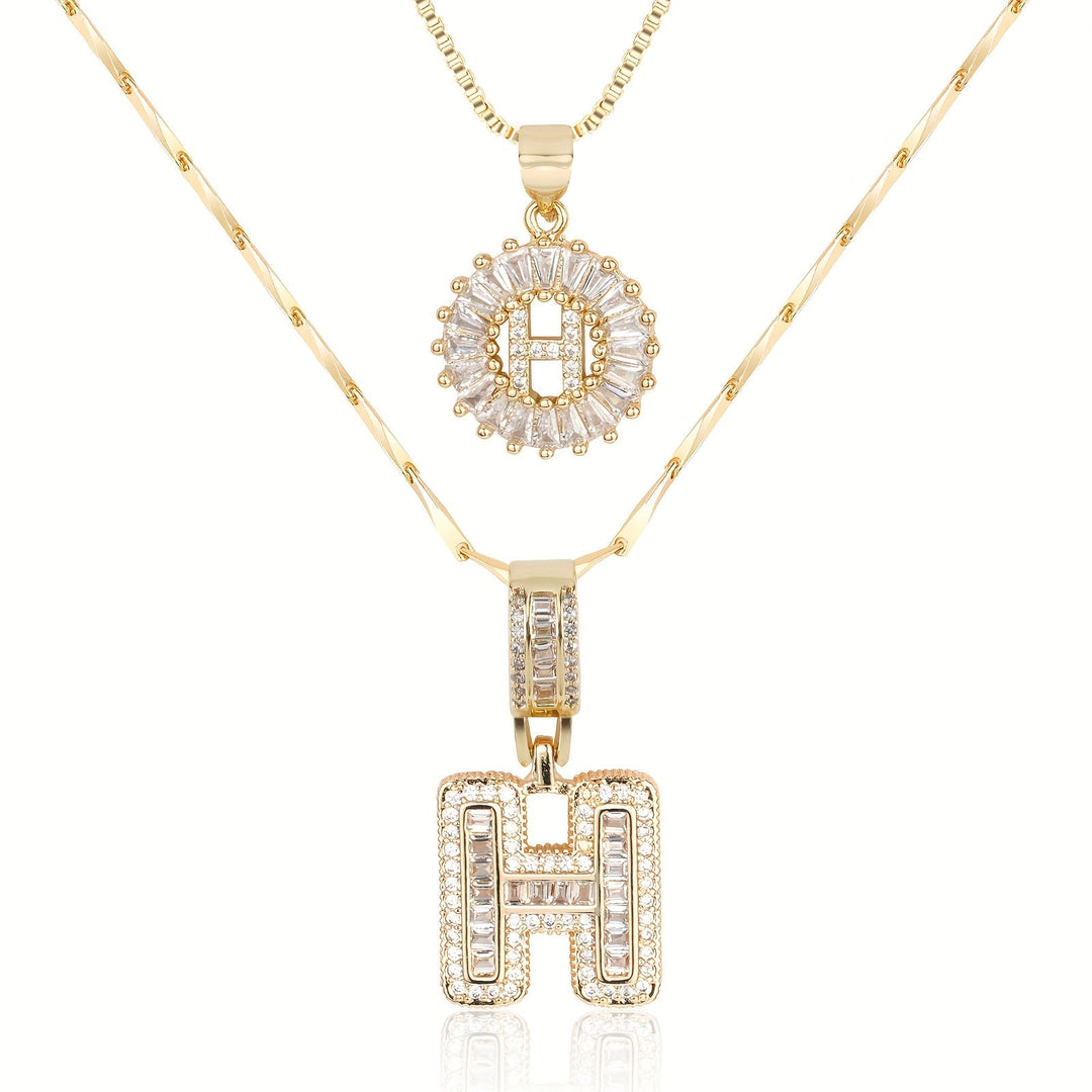 Kalsten | 2pc 14k Diamond Letter Initial Necklaces