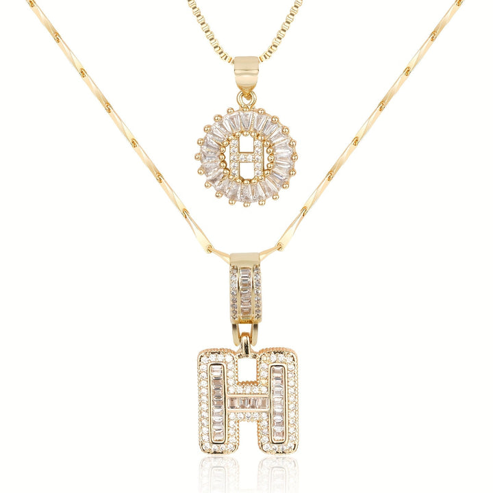Kalsten | 2pc 14k Diamond Letter Initial Necklaces