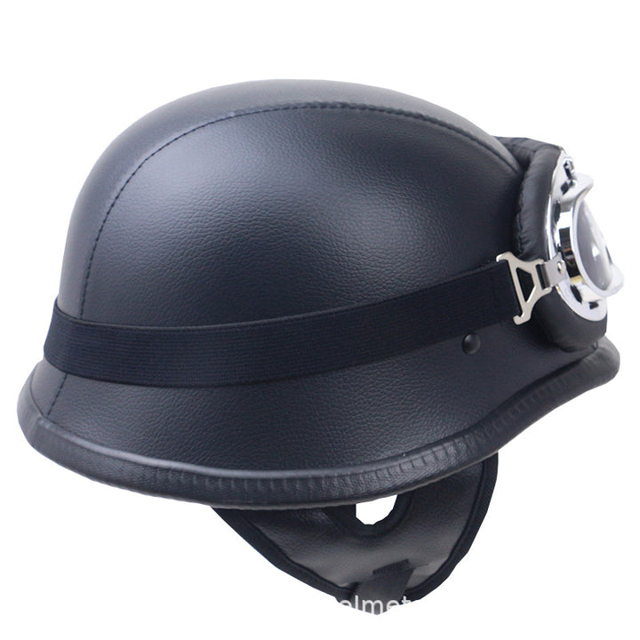 Vintage Carbon Fiber Motorcycle Helmet with Goggles Kalsten