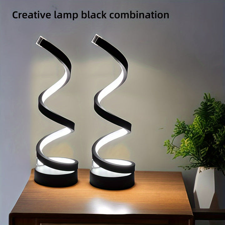 Modern Spiral Table Lamp – Creative LED Desk Lamp with Gentle Warm Light, Perfect for Bedroom, Living Room, and Study Decor | Kalsten