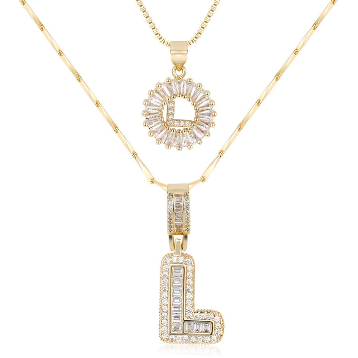 Kalsten | 2pc 14k Diamond Letter Initial Necklaces