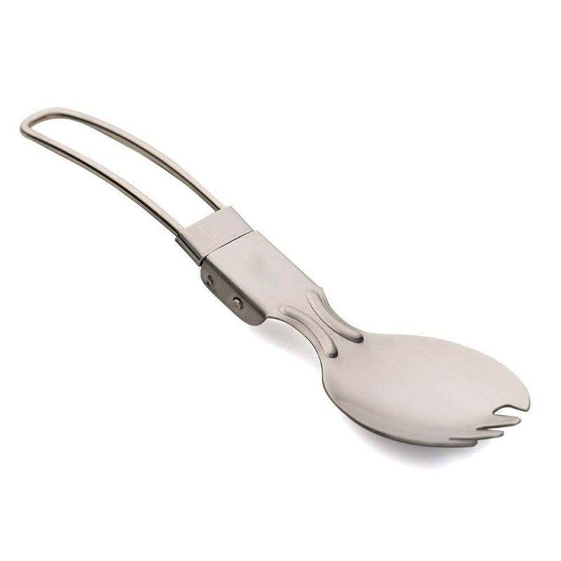 folding stainless steel camping spork with locking hinge and travel loop Kalsten