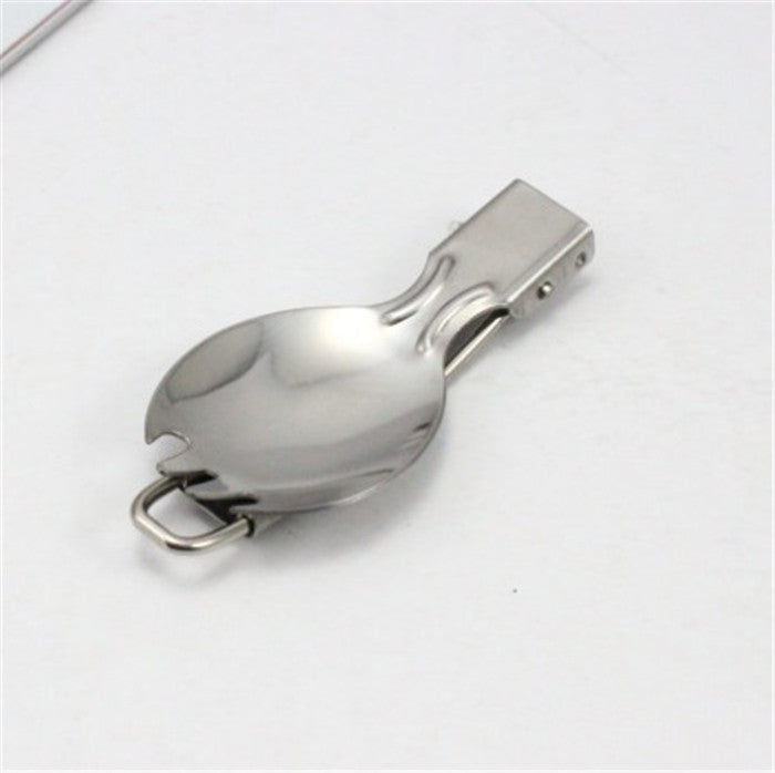folding stainless steel camping spork with locking hinge and travel loop Kalsten