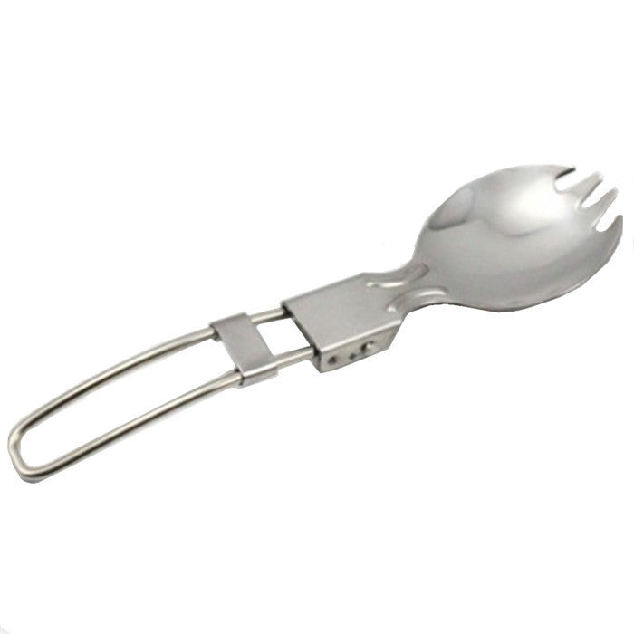 folding stainless steel camping spork with locking hinge and travel loop Kalsten