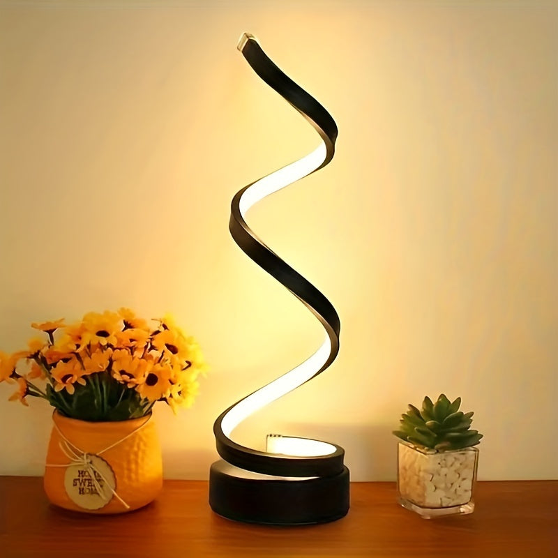 Modern Spiral Table Lamp – Creative LED Desk Lamp with Gentle Warm Light, Perfect for Bedroom, Living Room, and Study Decor | Kalsten