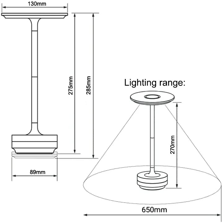 Kalsten | Cordless Table Lamp - Dimmable & Rechargeable Waterproof Desk Light