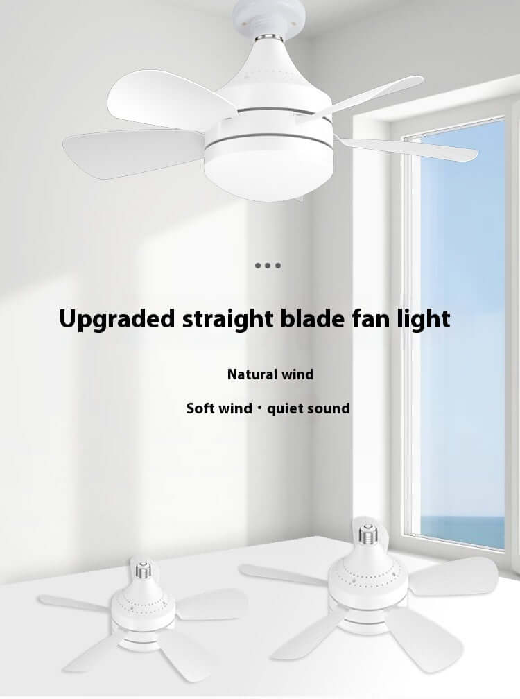 LED Straight Leaf Fan Lamp E27 Screw Detachable Fan Blade Bedroom Three-color Dimming Ceiling Ceiling Fan Lights | Kalsten