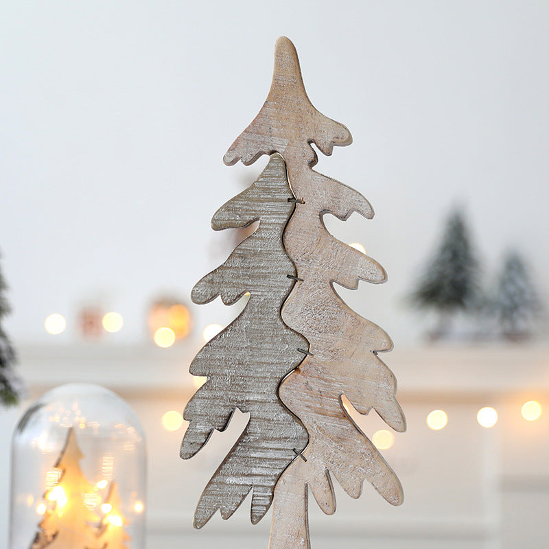 Wooden Decorative Christmas Tree Figurines
