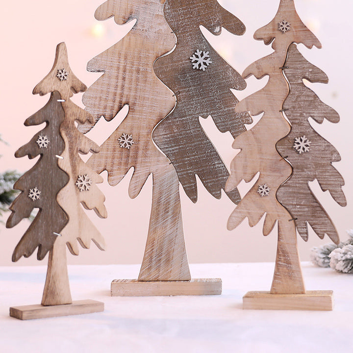 Wooden Decorative Christmas Tree Figurines